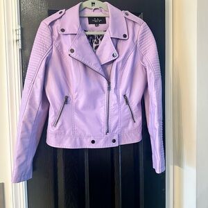 Women’s LA Coalition Purple Lavender Faux Leather Moto Jacket Medium